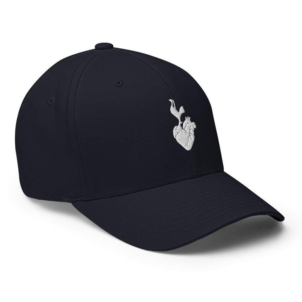 Echo Heart Cap in dark navy, three-quarter view