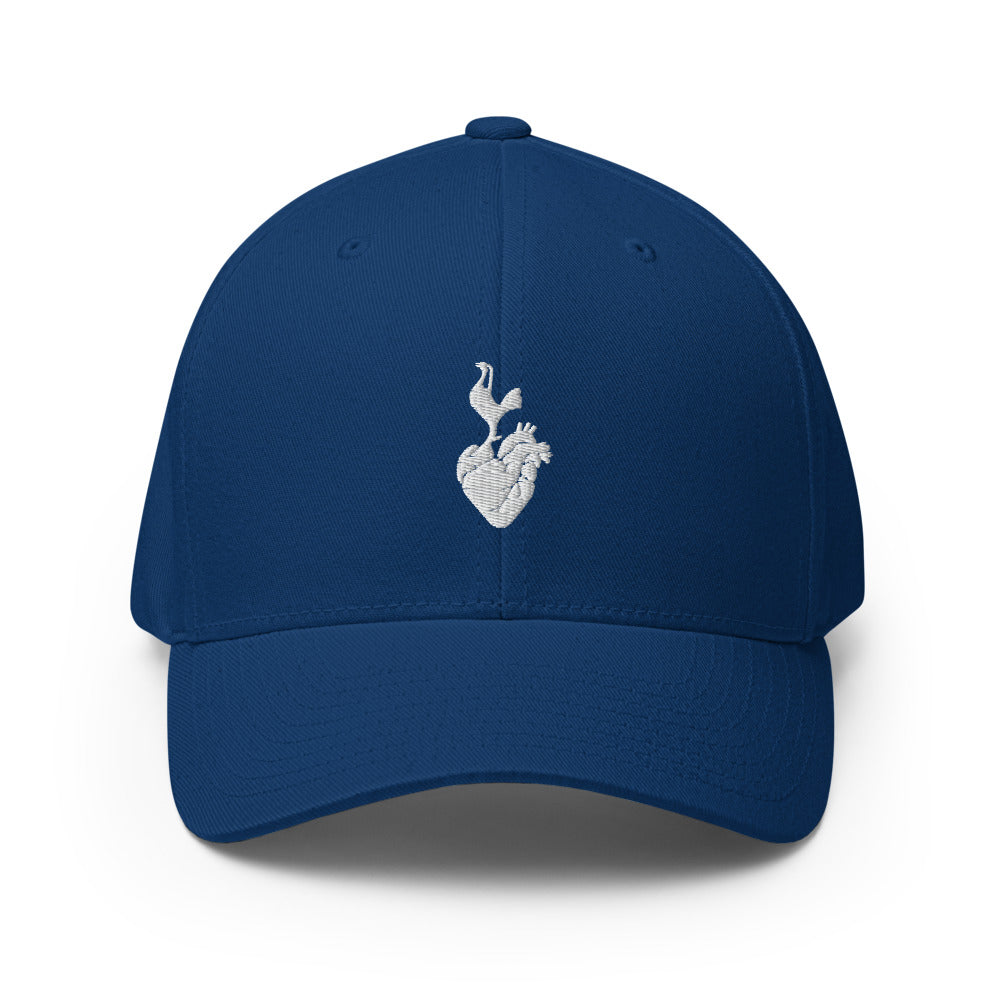 Echo Heart Cap in royal blue, front view showing the white embroidered heart